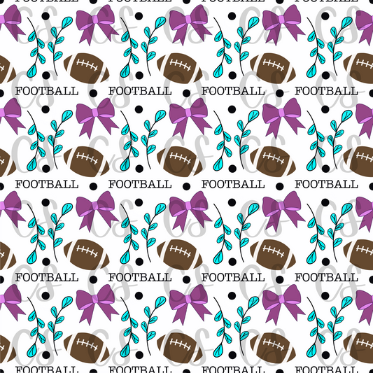 Footballs n Bows Hand Drawn Digital Seamless File, Pink Bow, Sport, Invitations, Surface Design, Digital Artwork