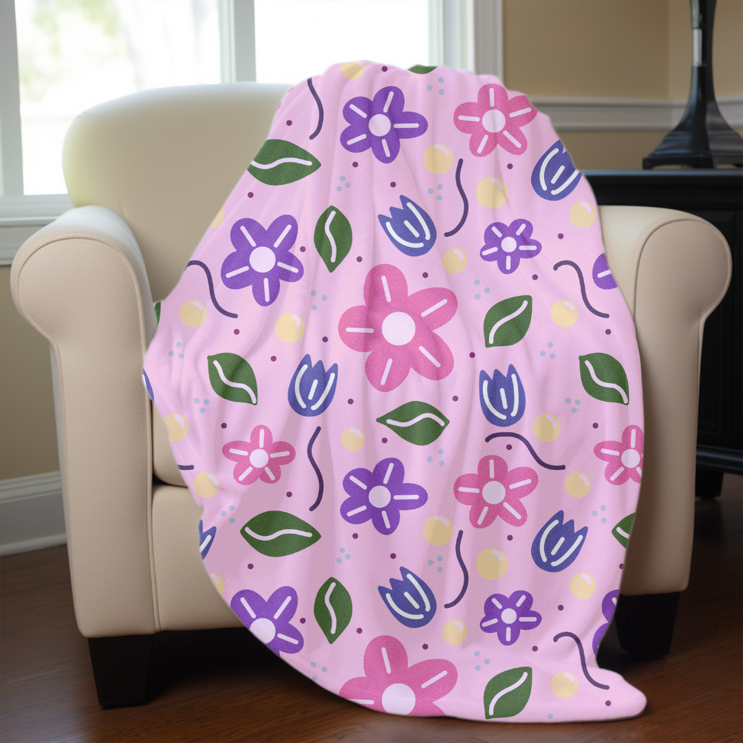 Hand Drawn flowers and leaves seamless digital file, blankets, apparel, summertime, sublimation