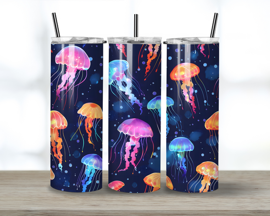 Jellyfish Skinny Tumbler Wrap, Ocean, 300 DPI, Digital, PNG, Gift, Birthday, Sublimation, Seamless Pattern